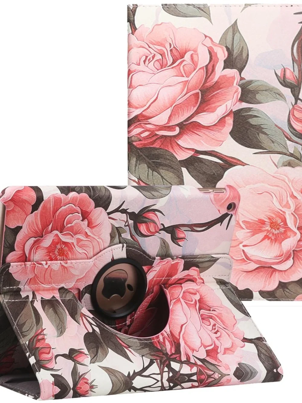 Floral Pink Tablet Case - Rotating Folio Cover